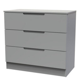 Messina Ready Assembled Matt Grey No Effect 3 Drawer Wide Chest (H)685mm (W)740mm (D)390mm - thumbnail 1