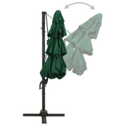 Berkfield Harmful 4-Tier Parasol With Aluminium Pole Green 3X3 M - thumbnail 4