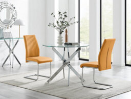 Furniturebox Uk Novara 100Cm Round Dining Table & 2 Mustard Lorenzo Chairs