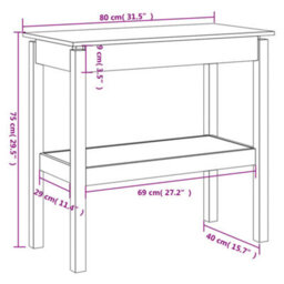 Berkfield Stylish Console Table 80X40X75 Cm Solid Wood Pine - thumbnail 7