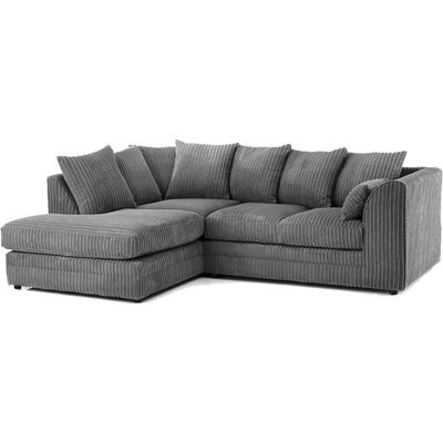 SOFASELECTIONUK LTD Jumbo Cord Scatter Back 4 Seater Left Hand Corner Sofa Elevate Your Living Room With Comfort And Style In Grey Colour - image 1