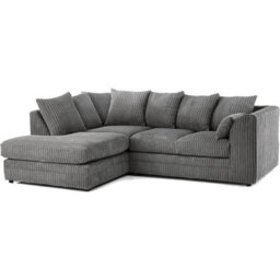 SOFASELECTIONUK LTD Jumbo Cord Scatter Back 4 Seater Left Hand Corner Sofa Elevate Your Living Room With Comfort And Style In Grey Colour - thumbnail 1