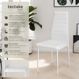 Tectake Set Of 8 Dining Chairs - High Backrest, Padded, Synthetic Leather   - White - thumbnail 2