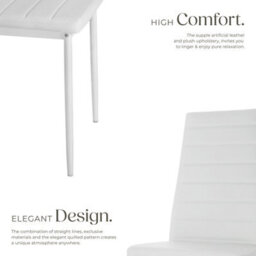 Tectake Set Of 8 Dining Chairs - High Backrest, Padded, Synthetic Leather   - White - thumbnail 3