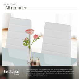 Tectake Set Of 8 Dining Chairs - High Backrest, Padded, Synthetic Leather   - White - thumbnail 5