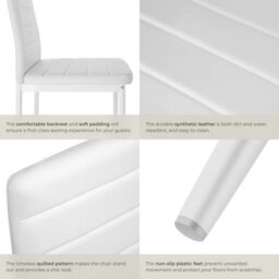 Tectake Set Of 8 Dining Chairs - High Backrest, Padded, Synthetic Leather   - White - thumbnail 4