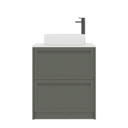 Royal Bathrooms Royal Bathroom Elmore 700mm Matt Green Freestanding Bathroom Vanity Unit 2 Drawer Plain White Worktop With Lyon Basin - thumbnail 7