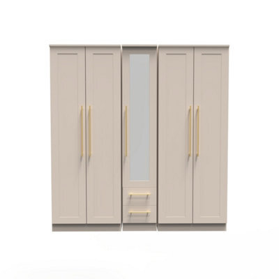 Helmsley Tall 5 Door 2 Drawer 1 Mirror Wardrobe In Kashmir Matt (Ready Assembled) - image 1