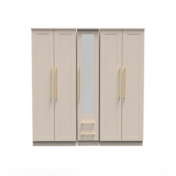 Helmsley Tall 5 Door 2 Drawer 1 Mirror Wardrobe In Kashmir Matt (Ready Assembled) - thumbnail 1