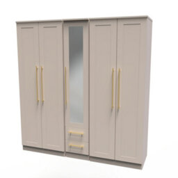 Helmsley Tall 5 Door 2 Drawer 1 Mirror Wardrobe In Kashmir Matt (Ready Assembled) - thumbnail 3