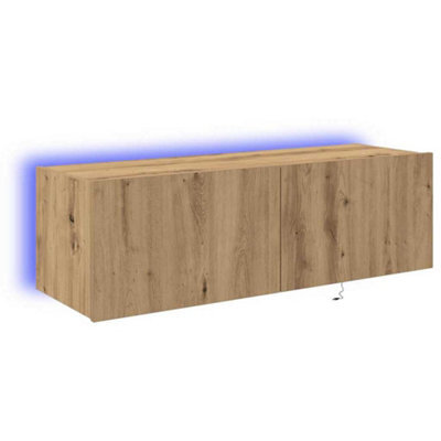 Berkfield Modern Tv Wall Cabinet With Led Lights Artisan Oak 100X35X31 Cm - image 1