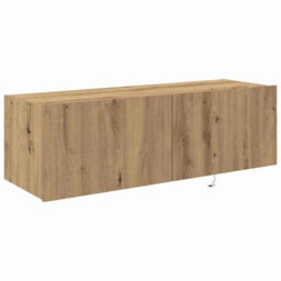 Berkfield Modern Tv Wall Cabinet With Led Lights Artisan Oak 100X35X31 Cm - thumbnail 6