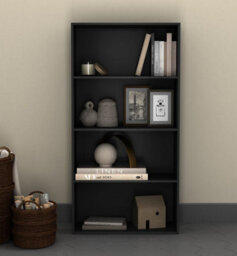 Urbn-Living Urbnliving 4 Tier Wide Wooden Bookcase Cupboard Storage Shelving Display Shelf Cabinet Black Unit