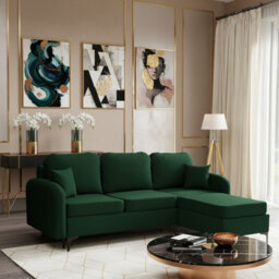 Venice L Corner Sofa Bed With Bonnell Spring Metal Legs Wooden Frame Storage Dl Mechanism 225X172X78X96 Cm Green Right - thumbnail 1
