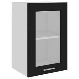Berkfield Durable Hanging Glass Cabinet Black 40X31X60 Cm Engineered Wood