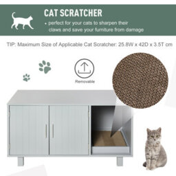 Pawhut Cat Litter Box Enclosure & House W/ Nightstand/end Table Design, Grey - thumbnail 5