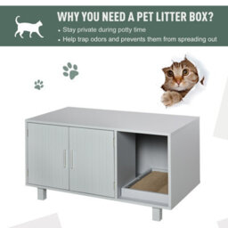 Pawhut Cat Litter Box Enclosure & House W/ Nightstand/end Table Design, Grey - thumbnail 7
