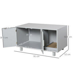 Pawhut Cat Litter Box Enclosure & House W/ Nightstand/end Table Design, Grey - thumbnail 3