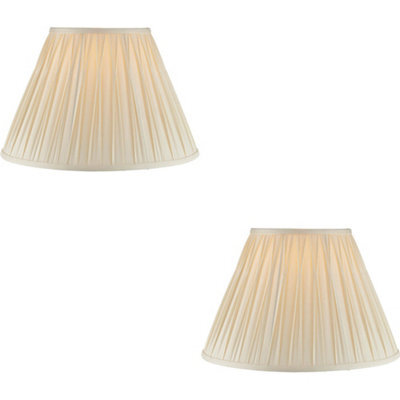 "Loops 2 Pack 16"" Tapered Lamp Shade - Ivory Silk Pinched Pleats Fabric Cover - Table Light" - image 1
