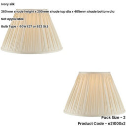 "Loops 2 Pack 16"" Tapered Lamp Shade - Ivory Silk Pinched Pleats Fabric Cover - Table Light" - thumbnail 2