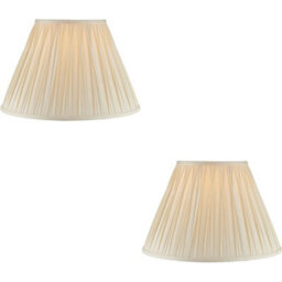 "Loops 2 Pack 16"" Tapered Lamp Shade - Ivory Silk Pinched Pleats Fabric Cover - Table Light"