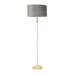 Valuelights Maggie Gold Candlestick Floor Lamp With Grey Velvet Lamp Shade And Led Bulb - thumbnail 2