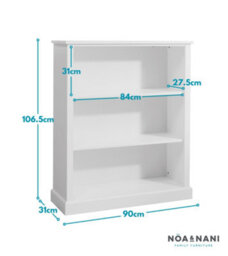 Nöa & Nani Noa & Nani 3 Tier Low Bookcase In Classic White Hemming - thumbnail 5