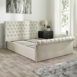 Aspire Chesterfield Ottoman Storage Bed In Natural Linen, Size King - thumbnail 3