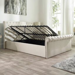 Aspire Chesterfield Ottoman Storage Bed In Natural Linen, Size King - thumbnail 5