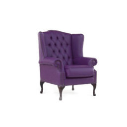 Chesterfield Bloomsbury Flat High Back Wing Chair Wineberry Purple Real Leather - thumbnail 4