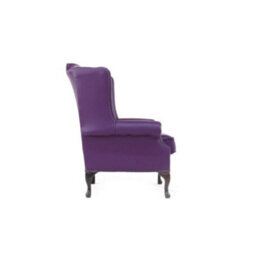 Chesterfield Bloomsbury Flat High Back Wing Chair Wineberry Purple Real Leather - thumbnail 6