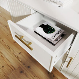 Abrihome Sideboard Cabinet For Living Room, Chest Of Drawers With With 2 Doors And 3 Drawers, Adjustable Shelf, White, 40D X 120W X 75H Cm - thumbnail 5