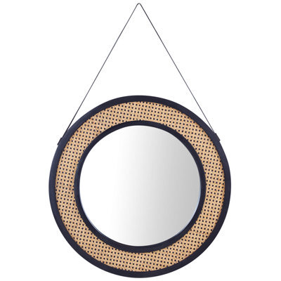 Beliani Wall Mirror Cambrai 70 Cm 104 Cm Rattan Natural - image 1
