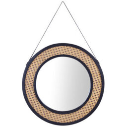 Beliani Wall Mirror Cambrai 70 Cm 104 Cm Rattan Natural