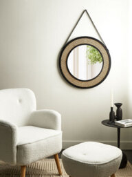 Beliani Wall Mirror Cambrai 70 Cm 104 Cm Rattan Natural - thumbnail 2