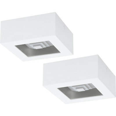 Set Of 2 Modern White Box Led Wall And Ceiling Lights - 140mm X 140mm, 6.3W - image 1