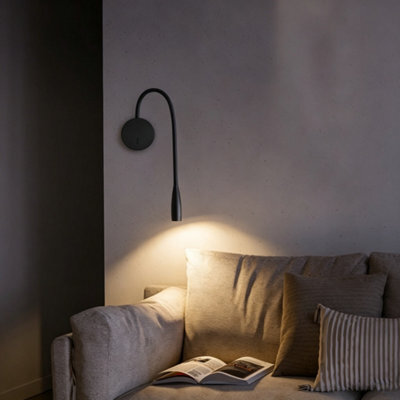 Amorly Bedside Reading Wall Light Adjustable Hose Wall Lamp With Switch 360 Rotating Wall Sconce 3W - 6000K Bedroom Wall Lamps,black - image 1