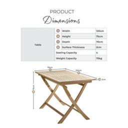 Furniturebox Uk Hamburg Solid Wood 4 Seat Outdoor Folding Dining Table: Rustic Farmhouse Design - thumbnail 7