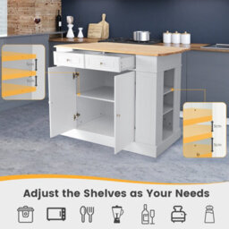 Costway Kitchen Island Storage Cupboard W/ Drop Leaf Countertop & Side Racks 2-Door Cabinet - thumbnail 5
