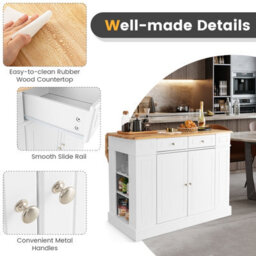 Costway Kitchen Island Storage Cupboard W/ Drop Leaf Countertop & Side Racks 2-Door Cabinet - thumbnail 6