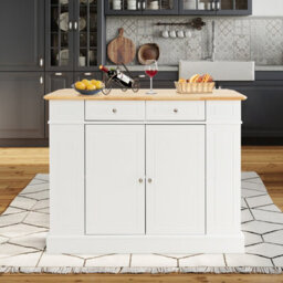 Costway Kitchen Island Storage Cupboard W/ Drop Leaf Countertop & Side Racks 2-Door Cabinet - thumbnail 8