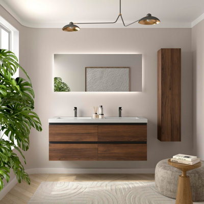 Cygnus bath Bequia Metal Vanity Unit 140Cm Walnut Toscana Basin Mineral Composite - image 1