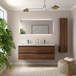 Cygnus bath Bequia Metal Vanity Unit 140Cm Walnut Toscana Basin Mineral Composite