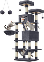 Songmics Cat Tree, Large Cat Tower With Scratching Posts And Ramp, Multi-Level Plush Cat Condo For Indoor Cats, Smoky Grey - thumbnail 8