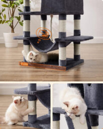 Songmics Cat Tree, Large Cat Tower With Scratching Posts And Ramp, Multi-Level Plush Cat Condo For Indoor Cats, Smoky Grey - thumbnail 5