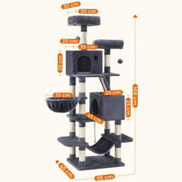 Songmics Cat Tree, Large Cat Tower With Scratching Posts And Ramp, Multi-Level Plush Cat Condo For Indoor Cats, Smoky Grey - thumbnail 2