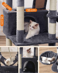 Songmics Cat Tree, Large Cat Tower With Scratching Posts And Ramp, Multi-Level Plush Cat Condo For Indoor Cats, Smoky Grey - thumbnail 3