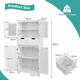 Bathroom Storage Cabinet Tall Freestanding Floor Wood Cabinet Storage Organizer - thumbnail 2