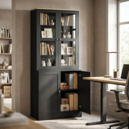 Homcom Modern Bookcase, Display Cabinet With Adjustable Shelves, Black