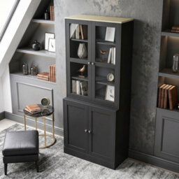 Homcom Modern Bookcase, Display Cabinet With Adjustable Shelves, Black - thumbnail 8
